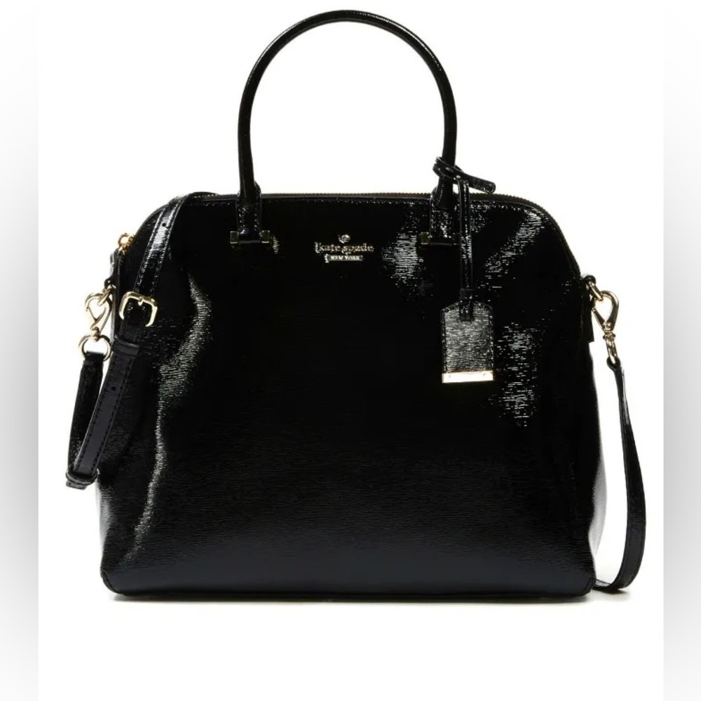 Kate Spade Black Cedar Street Patent Margot Satchel